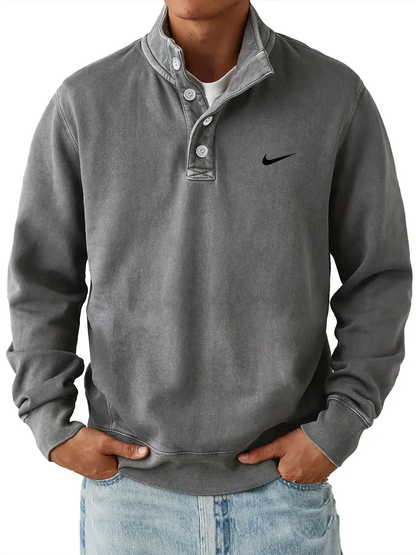 Sweat-shirt classique à col boutonné (1+1 Gratuit)